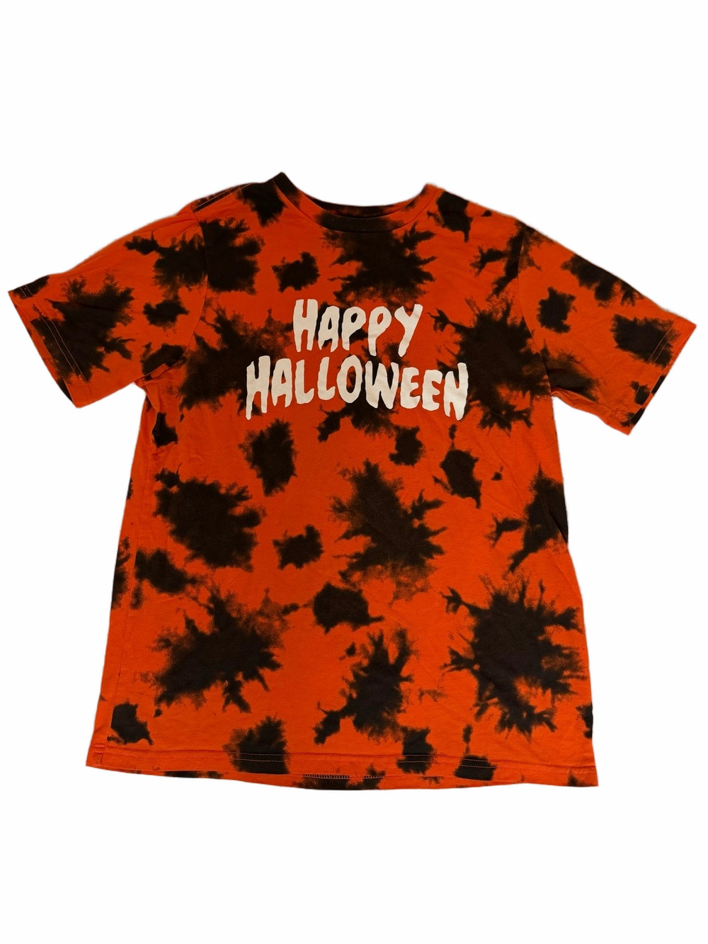 Kids Orange & Black 'Happy Halloween' Tie-Dye Costume Tee Unisex Size Kid XXL 18